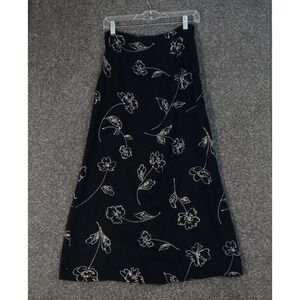 Vintage Y2K Express Skirt Womens 7/8 Whimsigoth Floral A-Line Midi Side Zip 90s